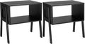 Pipishell Bedside Tables, Stackable Bamboo Nightstands, Bamboo Side Tables for Bedroom & Living Room, End Table Night Stands, Set of 2, Black,PIET01B