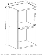 Furinno PASIR Book Shelf, 2-Tier Modern Bookshelf, Open Shelves Bookcase 9" x 12" x 21", for Living Room, Bedroom, Home Office, Blackwood