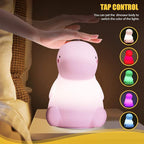 VSATEN Dinosaur Night Light for Kids, Color Changing Silicone Baby Night Light with Touch Sensor for Kids' Bedroom, USB Rechargeable LED Bedside Nursery Lamp, Cute Dinosaur Lamp Gifts