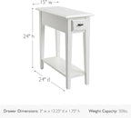 Haven Ridge Narrow End Table, Solid Wood Side Table with Drawer and Shelf, Farmhouse White, Perfect for Living Rooms, Bedrooms, and Small Spaces – Leick Home, 214361
