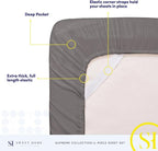 RV Queen Bed Sheets - Breathable Luxury Sheets with Full Elastic & Secure Corner Straps Built In - 1800 Supreme Collection Extra Soft Deep Pocket Bedding Set, Sheet Set, RV Short Queen, Gray