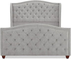 Jennifer Taylor Home Marcella Upholstered Shelter Headboard Bed Set, Queen, Silver Grey Polyester