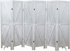 Premium Home 6-Panel Room Divider – Rustic White Barn Door, K Pattern Folding Privacy Screen, Partition Wall