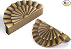 Brushed Antique Brass Cabinet Pulls 6 Pack 3 Inch Vintage Drawer Handles Kitchen Cupboard Half Moon Bathroom Dresser Sunflower Cup Pull SH-AB76-6