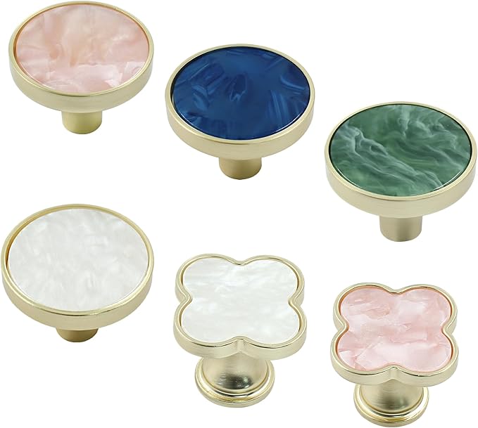 12 Pcs Gold Knobs for Dresser Drawers, Round Dresser Cabinet Knobs Pulls for Kitchen Cabinet Cupboard Door Furniture Decorative, Green