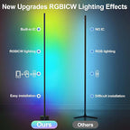 Corner Floor Lamp, 2 Pack LED Corner Lamp with App/Remote/Button Control, Smart RGB Floor Lamp with 16 Million DIY Colors & 68+ Scene, Music Sync for Living Room, Bedroom, Gaming Room