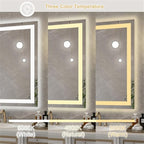LED Bathroom Mirror 24"x 32" with Front and Backlight, Stepless Dimmable Wall Mirrors with Anti-Fog, Shatter-Proof, Memory, 3 Colors, LED Vanity Mirror(Horizontal/Vertical)