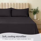 LuxClub 3 PC Sheet Bed Sheets Deep Pockets Wrinkle Free-Kids-Fitted Sheets Machine Washable Hotel Bedding Silky Soft - Black Twin