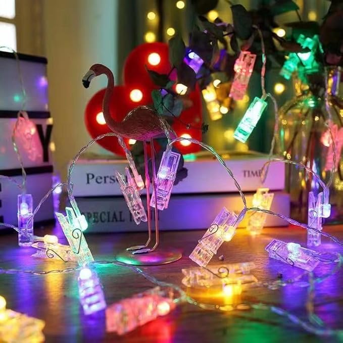 80 LED Photo Clip Fairy Lights Twinkle Starry for Home Bedroom Wall Halloween Thanksgiving Christmas Party Wedding Decor - Multicolor