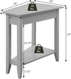Convenience Concepts American Heritage Wedge End Table 24" - Classic Living Room Table with Storage Shelf, Side Table for Family Room, Bedside Table, Driftwood/White