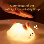 ANGTUO Bunny Night Light, Big Face Rabbit, Dimmable & Rechargeable, Cute White Night Light, Kawaii Room Decor