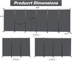Room Divider, 6 Panel Folding Privacy Screens with Wider Support Feet, 6 Ft Portable Room Partition for Room Separator, 204" W X 71" H, Grey