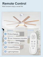 YUHAO 62 Inch White Ceiling Fan with Light and Remote Control.Noiseless,Dimmable,3CCT,6 Speeds Reversible, DC Ceiling Fans for Indoor or Covered Outdoor