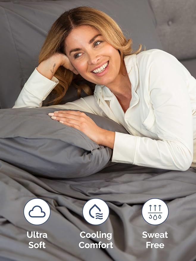 Extra Deep Twin Sheet Set - 4 Piece Breathable and Cooling Sheets - Hotel Luxury Bed Sheets Set - Easy & Secure Fit - Soft, Wrinkle Free and Comfy Sheets Set - Grey Sheet Set with Extra Deep Pockets