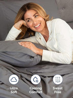 Extra Deep Full Sheet Set - 6 Piece Breathable and Cooling Sheets - Hotel Luxury Bed Sheets Set - Easy & Secure Fit - Soft, Wrinkle Free and Comfy Sheets Set - Grey Sheet Set with Extra Deep Pockets