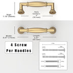 10 Pack Champagne Bronze Cabinet Pulls 3 Inch(76mm) Kitchen Cabinet Handles Solid Zinc Alloy Cabinet Hardware Drawer Pulls