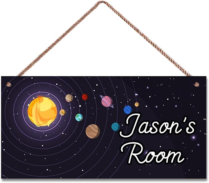 Personalized Sign Outer Space Room Décor For Little Man Cave, Space Art Print Solar System Wall Art Decor For Nursery Kids Room Decorations, Planets Picture Posters For Boys Bedroom