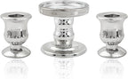 Silver Unity Candle Holder - Glass Candle Holders for Pillar Candles Taper Candles, Glass Candlestick Holders Set of 3, Clear Glass Candlestick Holder for Wedding Table Dinning Church Centerpiece