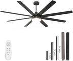YUHAO 72 Inch Black Ceiling Fan with Light and Remote Control.Noiseless,Dimmable,3CCT,6 Speeds Reversible, DC Ceiling Fans for Indoor or Covered Outdoor