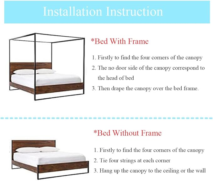 Canopy Bed Curtains Queen- 4 Corner Post Canopy for Bed, Bed Canopy for Adults, Bedroom Decor (Queen Size, White)