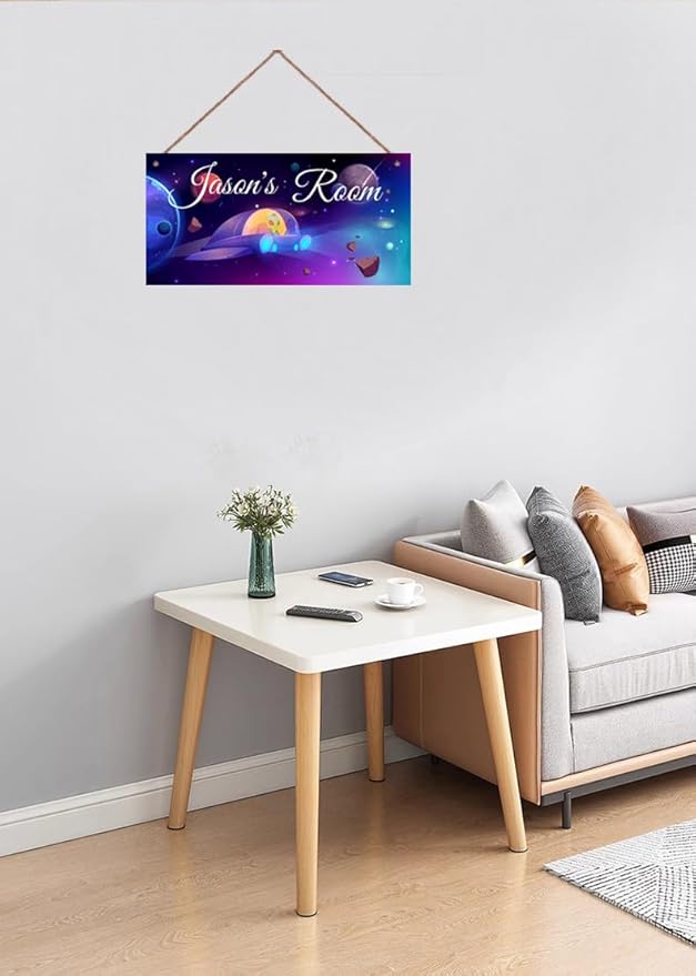 Personalized Signs Universe Spacecraft Sign Galaxy Sign For Kids Room Wall Art Décor Outer Space Theme Nursery Wall Decor For Boys Room Girls Bedroom