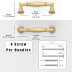 10 Pack Brushed Gold Cabinet Pulls 3 Inch(76mm) Kitchen Cabinet Handles Solid Zinc Alloy Cabinet Hardware Drawer Pulls