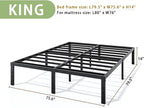 Metal Bed Frame King Size - 14 Inch Heavy-Duty King Platform Bed Frame No Box Spring Needed, Easy Assembly, Noise-Free, Sturdy Mattress Foundation, Underbed Storage Space