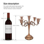 Copper Candle Holder，5 Wick Metal Candle Holders for Taper Candles（10.6 inch Tall Candelabra, for 1/2-1 inch Pillar Candles Diameter Each）,Centerpiece Elegant Decoration Piece for Table