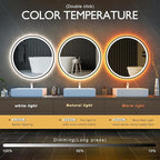 LED Sensor Mirror, Round Human Body Induction, Black Framed Vanity Mirror, Illuminated Dimmable Anti Fog IP44 Waterproof Wall Mounted Mirror (Human Sensor, 36"*36")