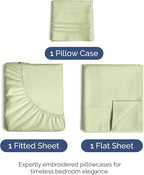 Twin Size 3 Piece Sheet Set - Comfy Breathable & Cooling Bed Sheets Set - Hotel Luxury Bedding for Women, Men, Kids, Teens, Boys & Girls - Deep Pockets and Wrinkle Free - Oeko-Tex - Light Sage Green