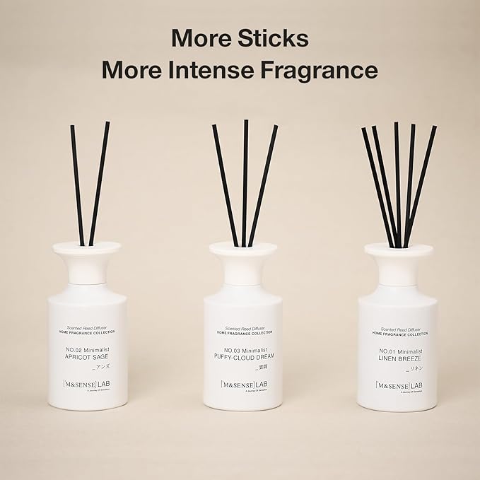 M&SENSE Minimalist Large Reed Diffuser 300ml, Puffy Cloud Dream Scented with Natural Essential Oils, Long Lasting with 7 Sticks, Non-Toxic Home Fragrance for Bedroom, Bathroom Decor