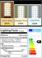 LED Light Bulb 100w Equivalent 1200 Lumen 3000K Warm Daylight White 12W LED Bulb E26 Base Non-Dimmable Ceiling Fan Light Bulbs for Home Indoor LED Corn Light Bulb Pack of 4