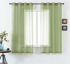 DUALIFE Sage Curtains 72 Inch Length for Bedroom Set of 2 Panels Grommet Sheer Transparent Mint Green Sheer Curtains for Girls Room Birthday Party Backdrop Wedding Decorations 52X72 Inches Long
