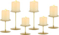 Pillar Candle Holders Candle Plates - Set of 6 Candelabra Candle Stand Iron Plate Minimalism Modern Home Mantel Dinning Table Christmas Decorations Centerpiece for Wedding, Party, Events, Gold