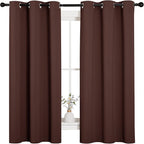 NICETOWN Nursery Essential Thermal Insulated Solid Grommet Top Blackout Curtains, Home Decoration Privacy Curtains for Bedroom (Chocolate Brown, 1 Pair, 42 x 63 inches)
