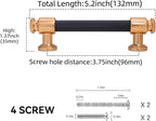10 Pack 3-3/4 inch (96mm) Matte Black and Champagne Bronze Cabinet Handles - Black Drawer Pulls