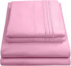 Queen Size Bed Sheets - Breathable Luxury Sheets with Full Elastic & Secure Corner Straps Built In - 1800 Supreme Collection Extra Soft Deep Pocket Bedding Set, Sheet Set, Queen, Pink