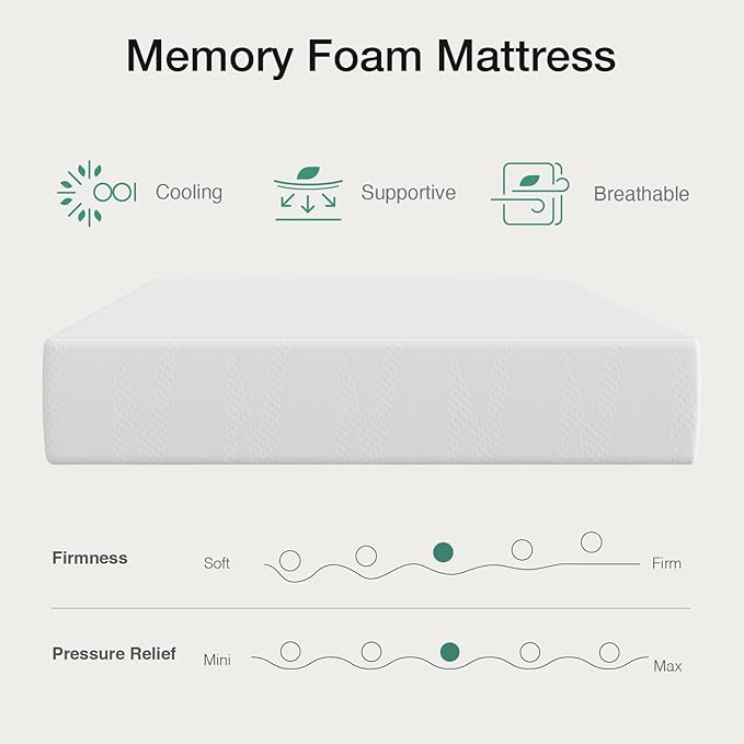 Novilla 6 Inch Queen Size Foam Mattress, Gel Memory Foam Mattress for Cooling Night Sleep & Pressure Relief, CertiPUR-US Certified