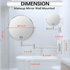 Wall Mounted Makeup Mirror 1X/10x, 8" Double-Sided Swivel Extendable Mirror for Bathroom, Chrome Finish