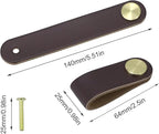 Leather Drawer Pulls and Knobs Soft Cabinet Handles Modern Cabinets Door Knob for Furniture Cupboards Wardrobe Dresser Decorative Handle with Screw 4 Pcs (Dark Brown)