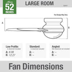 Hunter 52 inch Indoor Ceiling Fan with LED Light and Remote Control - Bronze Modern Ceiling Fan, Low Profile Mount, 4 Blades, For Bedroom, Living Room, or Kitchen, Quiet - Dempsey 59447, Noble Bronze