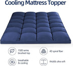 Mattress Topper Twin for Back Pain, Extra Thick Mattress Pad Cover, Plush Pillow Top, Deep Elastic Pocket, Navy