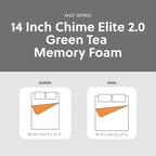 Signature Design by Ashley 14 Inch Chime Elite 2.0 Ultra Plush Green Tea Memory Foam Mattress for Cool Sleep and Pressure Relief, King, Fiberglass Free, Mattress In A Box