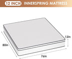 PayLessHere 12 Inch King Innerspring Mattress in a Box with Bamboo Charcoal Gel Memory Foam Fiberglass Free CertiPUR-US Certified Medium Firm Spring Mattress Pressure Relief,King