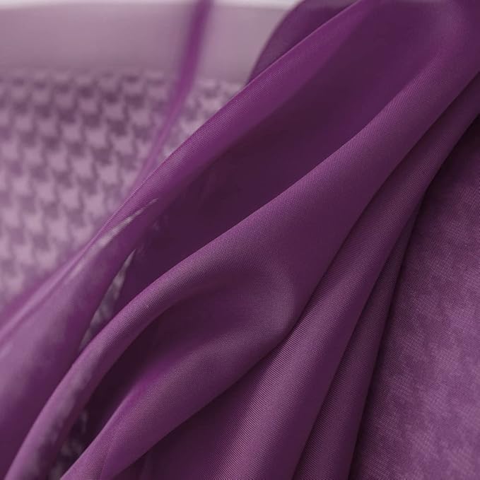 MIULEE Luxury Sheer Voile Elegant Topper Long Window Valance Solid Treatment Swags Drapes for Ceremony Wedding Canopy Bed 54" x 216" Plum Purple