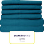 Twin XL Size Bed Sheets - 4 Piece 1500 Supreme Collection Fine Brushed Microfiber Deep Pocket Twin X-Large Sheet Set Bedding - 1 EXTRA PILLOW CASES, GREAT VALUE, Twin XL, Teal
