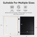 Kids Art Frames - Changeable Front Opening Holds 150, 10x12.5 Picture Frame for Displaying Kids' Artwork, Drawing, With Storage (White)