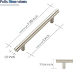 JOY DECOR 20 Pack Cabinet Handles, Brushed Nickel Cabinet Pulls, 5 in Hole Center Kitchen Cabinet Handles, Stainless Steel T Bar Handles for Dresser Drawers