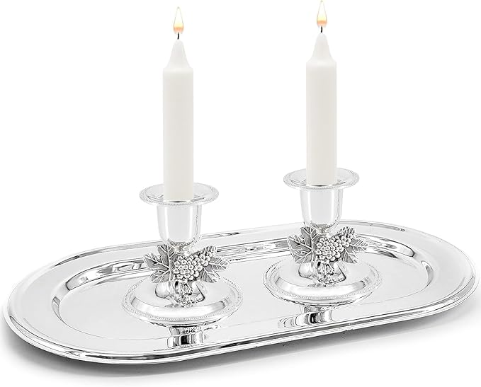 The Dreidel Company Shabbat Candlesticks Candle Holders Silver Plated, 2 Candlesticks Set (2 Sets)