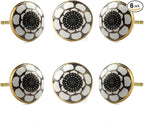 Perilla Home Set of 6 Knob Ceramic Decorative Knobs for Home Kitchen Cabinet Hardware Cupboard Door Dresser Wardrobe and Drawer Pulls (Marigold Black)